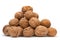 Walnuts heap isolated on white background. Pile nuts closeup for your design. Nuts collection
