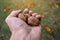 Walnuts on male hand