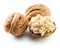 Walnuts with nucleus isolated on the white background