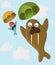 Walrus and fish with a parachute