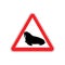 Walrus Warning sign red. Seal Hazard attention symbol. Danger road sign triangle northern animal