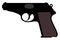 Walther pistol, vector silhouette gun weapon