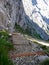 Wandelstein hiking wooden stony mountain stairs - summer memories from bavarian alps