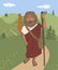 Wandering ancient greek bard Homer cartoon