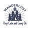 Wanderlust Camping badge. Old school hand drawn t shirt Print Apparel Graphics. Retro Typographic Custom Quote Design