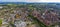 WANGEN IM ALLGAU, GERMANY - July 21.2019: Panoramic aerial view from drone to the ancient historical medieval old town. Wangen,