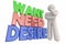 Want Need Desire Thinking Person Words 3d Illustration