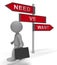 Want Vs Need Priorities Signpost Depicting Importance Of Necessities Over Desires. The Concept Of Order Of Priority - 3d