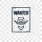 Wanted concept vector linear icon isolated on transparent background, Wanted concept transparency logo in outline style