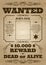 Wanted dead or alive western old vintage vector poster with distressed texture