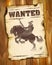 Wanted poster with american indian silhouette on horseback