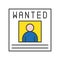 Wanted poster announcement, police related icon editable stroke