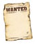 Wanted poster empty isolated on white background