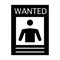 Wanted poster solid icon. Wanted criminal illustration isolated on white. Wanted paper glyph style design, designed for