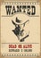 Wanted poster.Vector western illustration