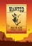 Wanted poster on Wild west american desert landscape