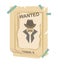 Wanted vintage western poster vector illustration. Grunge american banner