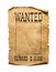 Wanted wild west poster on white background