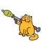 War cat with a grenade launcher. Vector Illustration.