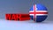 War with iceland flag on blue