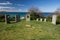 War memorial tombstones on atlantic coastal footpath in bidart, france