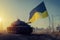 War tank of Ukraine army with Ukraine flag