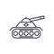 War tank vector line icon, sign, illustration on background, editable strokes