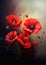 War-Torn Beauty: A Vibrant Depiction of Red Poppies in a Dark Wo