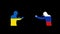 war between Ukraine and Russia on a black background. silhouette of a military Ukrainian in the color of the flag of