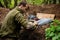 War in Ukraine, Ukrainian serviceman preparing a shell for a 120mm, Bakhmut area, Ukraine - 11 May 2023