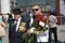 War veteran man portrait. Victory Day celebration in Moscow.