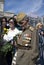 War veteran man portrait. Victory Day celebration in Moscow.