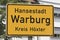 Warburg germany town sign