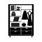 Wardrobe with clothes icon isolated on white background. Simple closet black pictogram.
