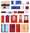 Wardrobe furniture vector illustration set, cartoon flat furnishings design collection with drawers to furnish home room