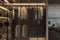 Wardrobe interior design sample for a modern living ideas, closet design night mode overview photo