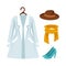 Wardrobe outerwear clothes vector isolated flat icons set