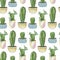 Warecolor seamless pattern with house plants in pots. Plants collection for wrapping paper, wallpaper decor, textile fabric