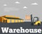 Warehouse banner with forklift truck