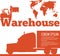 Warehouse banner with forklift truck silhouette