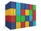 warehouse colored cargo containers