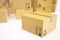 Warehouse or delivery concept background. Heap of cardboard delivery boxes or parcels. 3d rendering