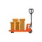 Warehouse freight cart with boxes icon