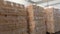 Warehouse of fuel briquettes, a lot of fuel briquettes in stock, alternate type of fuel