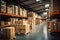 warehouse goods in cartons factory storage Shipping merchandise room Logistics background