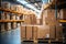 warehouse goods in cartons factory storage Shipping merchandise room Logistics background