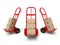 Warehouse hand trucks with cardboard boxes