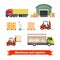 Warehouse inventory, logistics truck