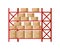 Warehouse inventory with rack and boxes. Shelf for storage of cargo. Stock of wholesale goods in warehouse of logistic. Icon of