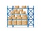 Warehouse inventory with rack and boxes. Shelf for storage of cargo. Stock of wholesale goods in warehouse of logistic. Icon of